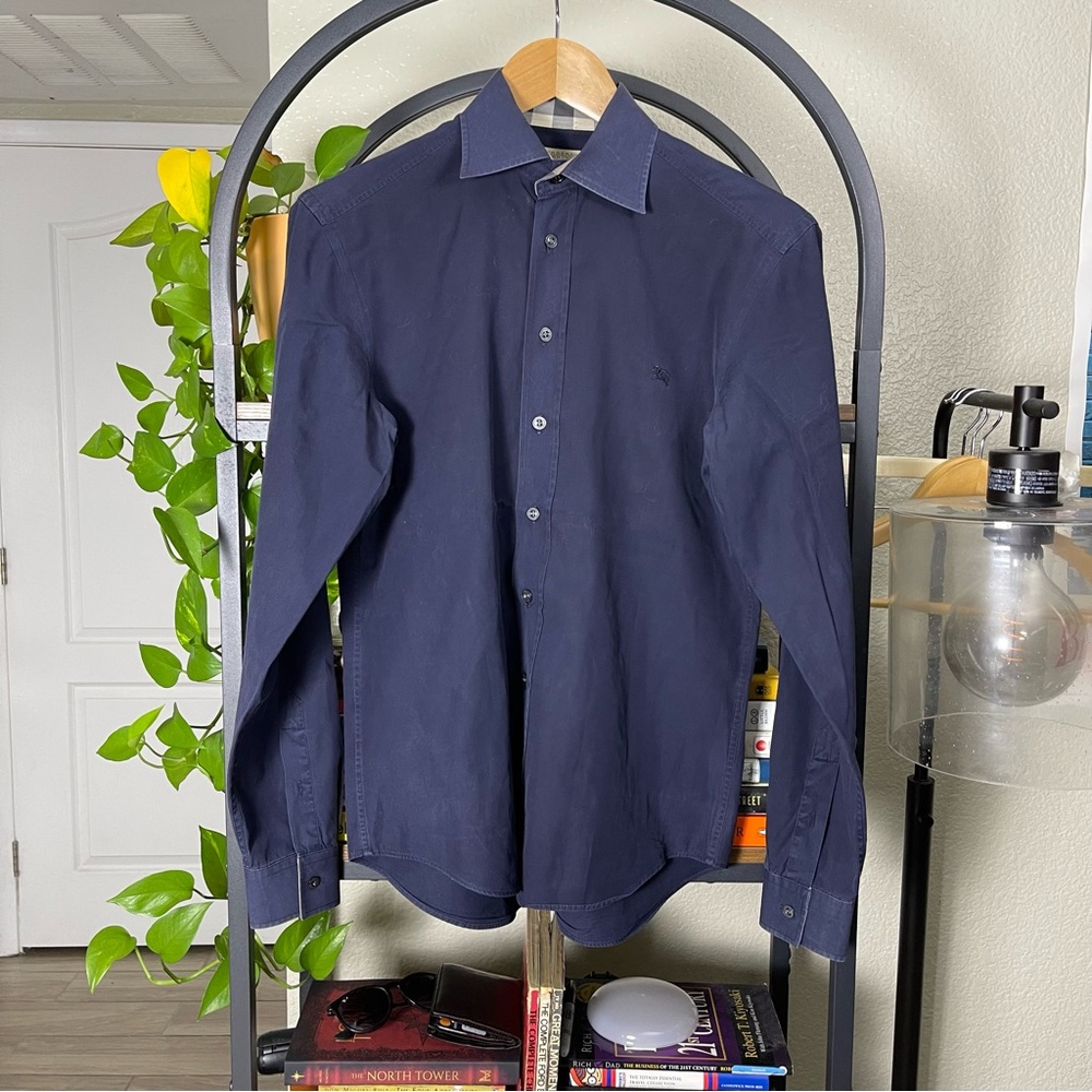 Burberry Brit Shirt Men Small Black Nova Check Button Up Classic Fit Logo